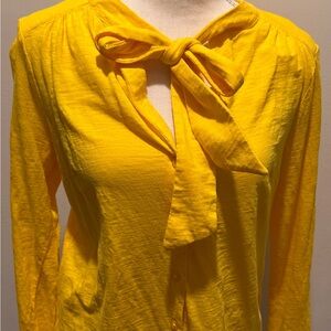 Boden Vibrant Yellow Bow-Tie Blouse